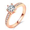 Anillo personalizado transfronterizo con diamantes de oro rosa, anillo de bodas de imitación, zapato alto para mujer, anillo clásico de diamantes de lujo de seis garras.
