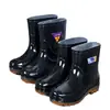 Botas de lluvia antideslizantes para hombre, botas de lluvia cálidas de media pantorrilla con forro de vellón, zapatos impermeables, zapatos de goma para cocina, cubrebotas, zapatos para lavado de autos y pesca, botas cortas para mujer