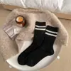 Meias de lã trançada para crianças outono e inverno grossas quentes listradas japonesas barras paralelas meias de cano médio meias vintage de pelo de caxemira