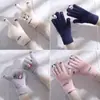 Guantes para Mujer en Otoño e Invierno, Lindos, Cálidos, Engrosados, a Prueba de Frío, de Lana Tejida, Compatibles con Pantalla Táctil, Guantes de Algodón de Cinco Dedos