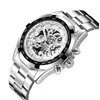 Relógio Mecânico Automático Masculino Popular Moda À Prova D'água Luminoso Esqueleto Tourbillon Pulseira de Aço Inoxidável Mostrador Grande