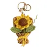 Dulce Colgante de Ramo Tejido a Mano, Elaborado Adorno de Ramo de Flores de Ganchillo de Hilo, Encanto Creativo de Bolso de Flores Hecho a Mano