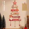 Decoración Navideña Transfronteriza Árbol de Pared con Forma de Colgante Colgante Creativo de Madera de Hombre de Jengibre Colgante de Muñeco de Nieve Navideño y Anciano