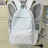 Mochila de Doble Hombro Estilo Coreano Femenina Pastoral con Encaje para Mujer Estudiante de Primaria Gran Capacidad Ligera Mochila Escolar para Estudiante de Secundaria y Preparatoria