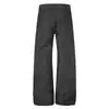Marca moderna senso de design jeans preto calças compridas masculinas irregulares fio branco costurado à mão costura visível pregas soltas perna larga calças da moda