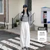 Pantalones de traje de mujer de alta gama a la moda con botones ocultos, nuevos estilos de primavera y otoño, adelgazantes, fluidos, de cintura alta, corte holgado, versión estrecha, pantalones de pierna ancha