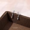 S999 aretes de plata de ley 999 con lazo y circonita para mujer, estilo coreano, pequeños, frescos, lindos, temperamento, diseño simple, aretes al por mayor