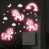 Pegatinas Luminosas Estilo Acuarela Unicornio Soñador Xino Yg-B129 para Dormitorio, Entrada, Pasillo y Decoración de Pared Multiescena