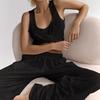2024 Verão Europeu e Americano Solto Casual Branco Colete de Malha Calças Pijamas Conjunto de Roupas Femininas Leves e Frescas