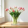 Ramo de tulipanes artificiales de goma suave con cinco tallos para decoración de escenas, flores de tulipán de alta gama para bodas, flores artificiales