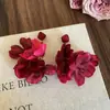 Apaixone-se à Primeira Vista~Brincos de Flor de Rosa Seca Rosa para Mulheres, Brincos Exagerados, Presilhas de Orelha, Acessórios para Férias na Praia