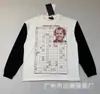 Camiseta de manga longa com estampa de letras e retrato vintage desgastado ERD de alta qualidade, corte justo, para a geração jovem abastada