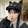Sombrero de Pintor Japonés Lindo con Puntos y Visera Orejas de Gato para Mujer Primavera Verano Dulce Versátil Para Sesión de Fotos Gorra de Boina