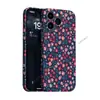 Fondo azul marino, patrón floral retro, funda para teléfono Apple 18 Pro, nueva funda de película ultradelgada para iPhone 15 Pro, cobertura total