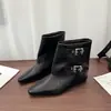 Botines de Gamuza con Hebilla Estilo Coreano para Mujer 2026 Otoño/Invierno Botas de Caña Alta para Pantalón Estilo Chica Picante Botas Vaqueras Botas Juveniles
