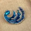 Broche Creativo de Nuevo Estilo Lujo Ligero con Forma de Ola Versátil Vintage para Blazer de Mujer Pin Broche Accesorio