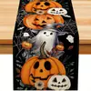 Camino de mesa de Halloween transfronterizo con estampado de calavera y murciélago, mantel banner de decoración para fiesta navideña para comedor interior