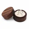 Caja redonda para anillos, de madera, elegante, caja de almacenamiento de anillos de alta gama, empaque de joyería, empaque para anillos, caja de almacenamiento de madera