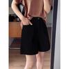 Shorts Jeans Soltos de Verão Finos de Cintura Alta para Mulheres Plus Size, Shorts Lisonjeiros de Comprimento Médio de Perna Larga na Cor Damasco