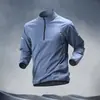 Sudadera de manga larga transfronteriza para hombre, estilo americano, con media cremallera, adecuada para correr, primavera y verano, entrenamiento y ciclismo