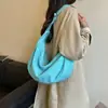Bolso tipo dumpling minimalista estilo coreano, gran capacidad, artístico, nuevo bolso de lona texturizada, bolso cruzado, versátil bolso de media luna para mujer