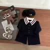 Ropa Infantil Coreana Estilo Preppy Conjunto de Punto Otoño 2025 Nuevo Estilo Suéter con Cuello Polo Shorts para Niños y Niñas Tendencia