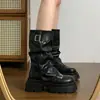 Botas Martin de suela gruesa para mujer que aumentan la altura para mujeres menudas, nuevas botas de otoño 2026 hasta la pantorrilla, botas de plataforma de moda estilo retro