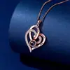 Popular Nuevo Collar de Doble Corazón de Gama Alta Transfronterizo Moda 100 Idiomas Te Amo Colgante de Proyección de Memoria