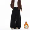 25 Novidades Outono/Inverno Calças Casuais Forradas com Fleece Estilo Hong Kong Moda Tendência Soltas Levemente Afuniladas Tamanho Grande Calças Curvas Calças Longas para Homens