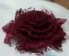 Tejido de Malla con Encaje Flor de Rosa Accesorios para el Cabello Accesorios para la Cabeza Organza Flores Tridimensionales Flor Artificial Hecha a Mano DIY