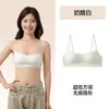 Sutiã líquido sem costura com alça brilhante e decote baixo para mulheres com pouco busto, top regata push-up, invisível, fino, verão, sutiã sem fio