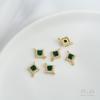 Anillos dobles geométricos de oro de 14 quilates con circonita verde oliva esmeralda que preservan el color, accesorios para joyería hechos a mano DIY