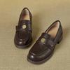 Zapatos de Cuero para Mujer de Cuatro Estaciones, Nuevos Zapatos sin Cordones para Mujer, Zapatos Pequeños de Cuero de Color Sólido Casual de Tacón Bajo, Tacones Cuadrados y Puntas Redondas
