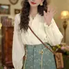 Blusa Ruffled Love Letter para Mujer, Nuevo Estilo Primavera y Otoño 2026, Camisa de Manga Larga para Mujer con Parches de Encaje, Top Versátil
