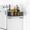 Prateleira lateral para geladeira, prateleira de parede, prateleira de cozinha multifuncional de várias camadas para armazenar temperos e filme plástico