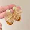 Pendientes de Aro de Pétalos Color Café Maillard para Mujer, Pendientes Elegantes de Malla Retro de Alta Gama, Joyería para Orejas de Lujo Accesible de Nicho
