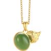 S925 Prata Esterlina Natural Hetian Jasper Conjunto Corrente Banhado A Ouro Artesanato Pescoço Cabaça Vintage Pingente Colar Joias de Prata Mulheres