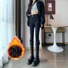 Jeans con Forro de Polar para Mujer Sueltos Cintura Alta Corte Ajustado 2024 Nuevo Llegado Invierno Engrosados Versátiles Rectos Elásticos Lápiz