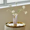 Vaso de Vidro Softhome Escandinavo de Boca Larga com Frisos e Borda Enrolada Plissado Decoração Suave Decorações para Sala Modelo