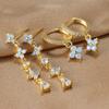 Pendientes de botón con flor azul estilo ins, chapados en cobre, oro auténtico de 18 quilates con incrustaciones de circonita y diamantes, joyería de estilo coreano transfronterizo.