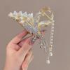Pinza para el pelo con forma de mariposa, trigo y perlas de diamantes de imitación de Corea del Sur, pinza para el pelo roja para mujer, horquilla para la parte posterior de la cabeza con forma de tiburón, accesorio para la cabeza