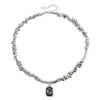 Collar Colgante Cuadrado de Diamante Negro de Aleación Transfronterizo Europeo y Americano para Mujer Ins Lujo Ligero Metálico Diseño Original