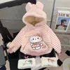 Roupas Infantis Estilosas Outono/Inverno Top com Capuz de Veludo Plus Casaco Espesso Doce para Meninas Roupas de Inverno Hoodie Estilo 2026