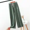 Pantalones de pijama cálidos de otoño e invierno para mujer, pantalones casuales de terciopelo engrosado para el hogar, ropa exterior, deportivos, para mediana edad, de pierna ancha