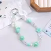 Llavero de Cuentas con Flores de Colores Dopamina de Dibujos Animados Corazón Femenino Cadena para Teléfono DIY Colgante para Bolsa Accesorios Adorno