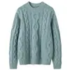 Suéter de cachemira de punto trenzado con cuello redondo, nuevo estilo otoño e invierno 2026, capa base gruesa para mujer, estilo suave, color liso, suéter cálido