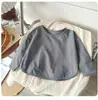 Camiseta Manga Longa Infantil Primavera/Verão 2026 Estilo Coreano Solta Caimento Amplo Unissex Cor Doce Camada Base Top Liso