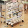 Estantería Lateral Móvil para Mesa de Piso Estante Lateral de Almacenamiento Junto al Escritorio Almacenamiento de Libros Estantería Pequeña para Estudiantes de Secundaria con Ruedas
