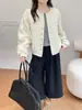 Chaqueta Corta Acolchada de Cuadros de Alta Gama Estilo Coreano para Mujer Otoño Invierno 2026 Cuello Redondo Petite Chaqueta Fina de Algodón Chaqueta Ligera de Algodón Top