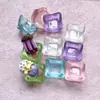Platos Cuadrados Transparentes, Juguetes de Comida de Resina Estéreo Microscópicos, Paisajismo de Escritorio DIY, Adornos para Coche, Juguetes para Niños al por Mayor
